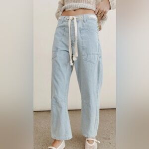 BOHME Pinstripe Barrel Jeans